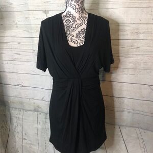 WHBM Black Layered Cinched Waist Top S Lined